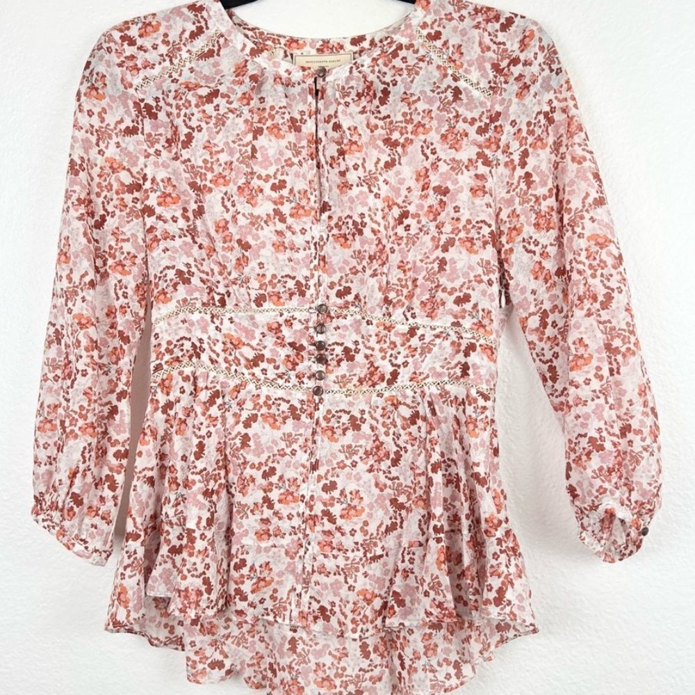 ANTHROPOLOGIE Moulinette Soeurs‎ Amelie Blouse, Floral, Romantic, Size 2, NWOT! - Picture 5 of 7